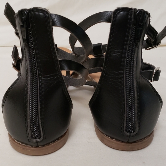 Old Navy Gladiator Sandals Leather Black Women Size 10 Excellent Shape - Picture 5 of 7